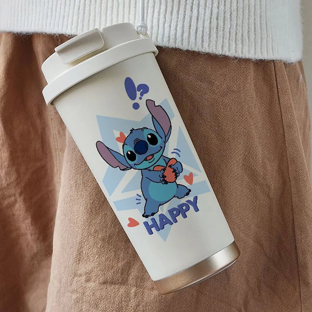 600ML Kawaii Stitch Anime Straw Cup – Termos| Uroczy Bidon dla Dziewczynek i Chłopców