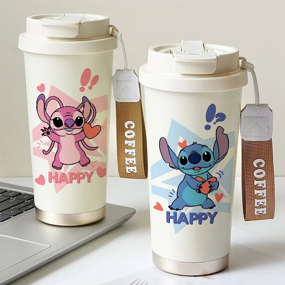 600ML Kawaii Stitch Anime Straw Cup – Termos| Uroczy Bidon dla Dziewczynek i Chłopców