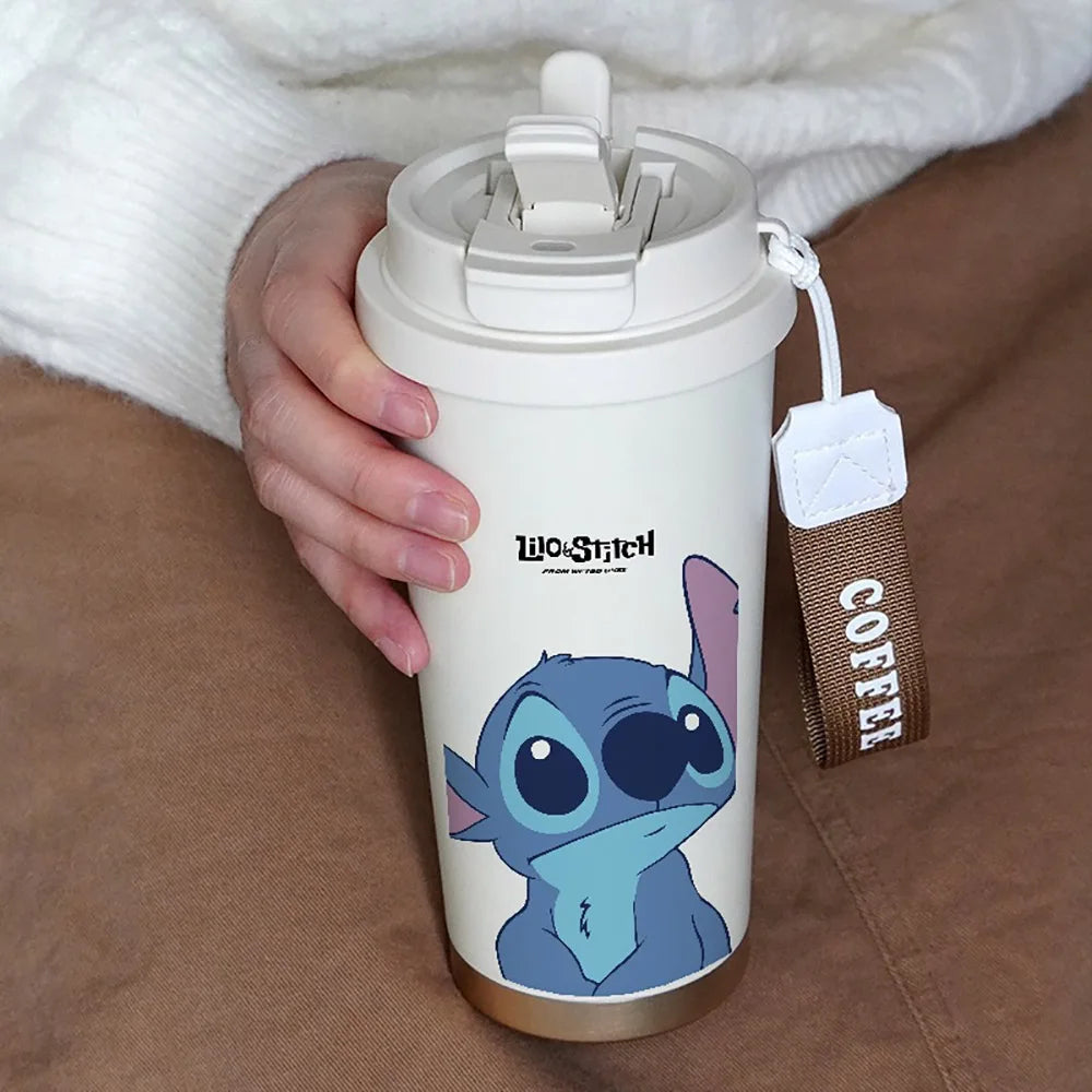 600ML Kawaii Stitch Anime Straw Cup – Termos| Uroczy Bidon dla Dziewczynek i Chłopców