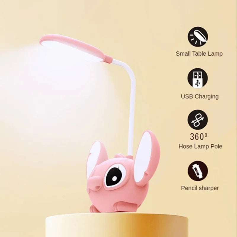 LED Lilo & Stitch Lampka Biurkowa z Ostrzałką – Składana Lampka Nocna USB