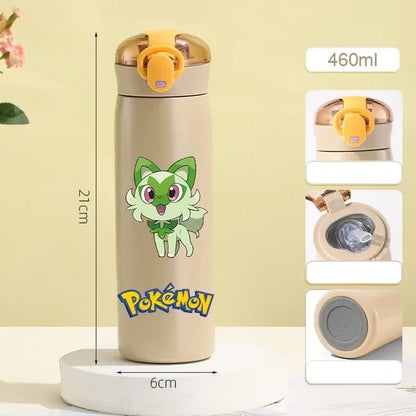 Pokemon 460ML Pikachu Termos Dla Dzieci ze Słomką – Butelka Termiczna ze Stali Nierdzewnej