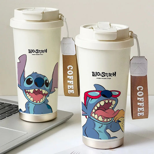 600ML Kawaii Stitch Anime Straw Cup – Termos| Uroczy Bidon dla Dziewczynek i Chłopców