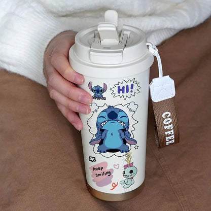 600ML Kawaii Stitch Anime Straw Cup – Termos| Uroczy Bidon dla Dziewczynek i Chłopców