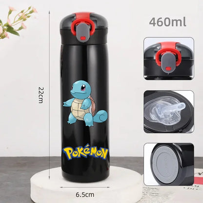 Pokemon 460ML Pikachu Termos Dla Dzieci ze Słomką – Butelka Termiczna ze Stali Nierdzewnej